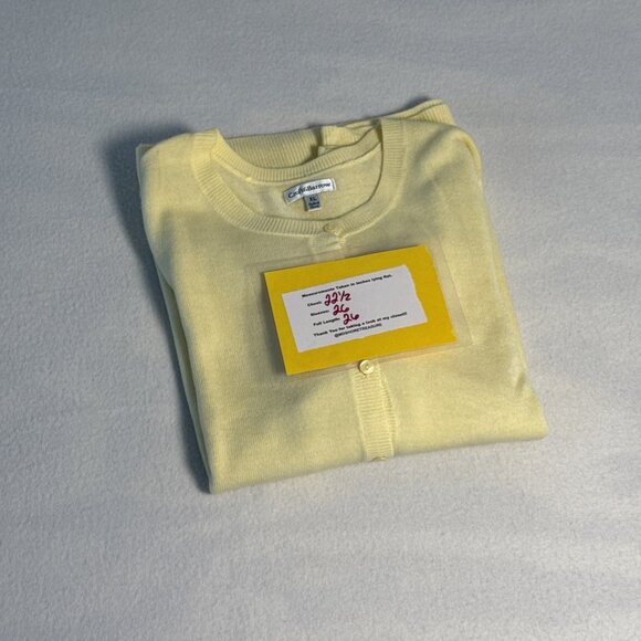 Croft & Barrow Sweater Sz XL Yellow Button Down Cardigan Preppy - Picture 8 of 8